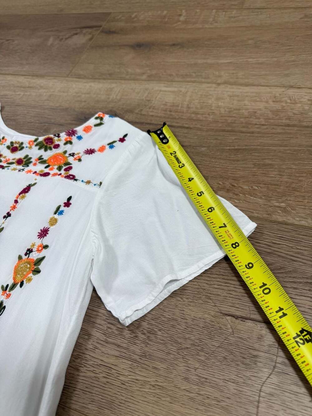 Brickyard Buffalo White Floral Embroidered Shift Dress S Boho Rayon - Picture 7 of 12